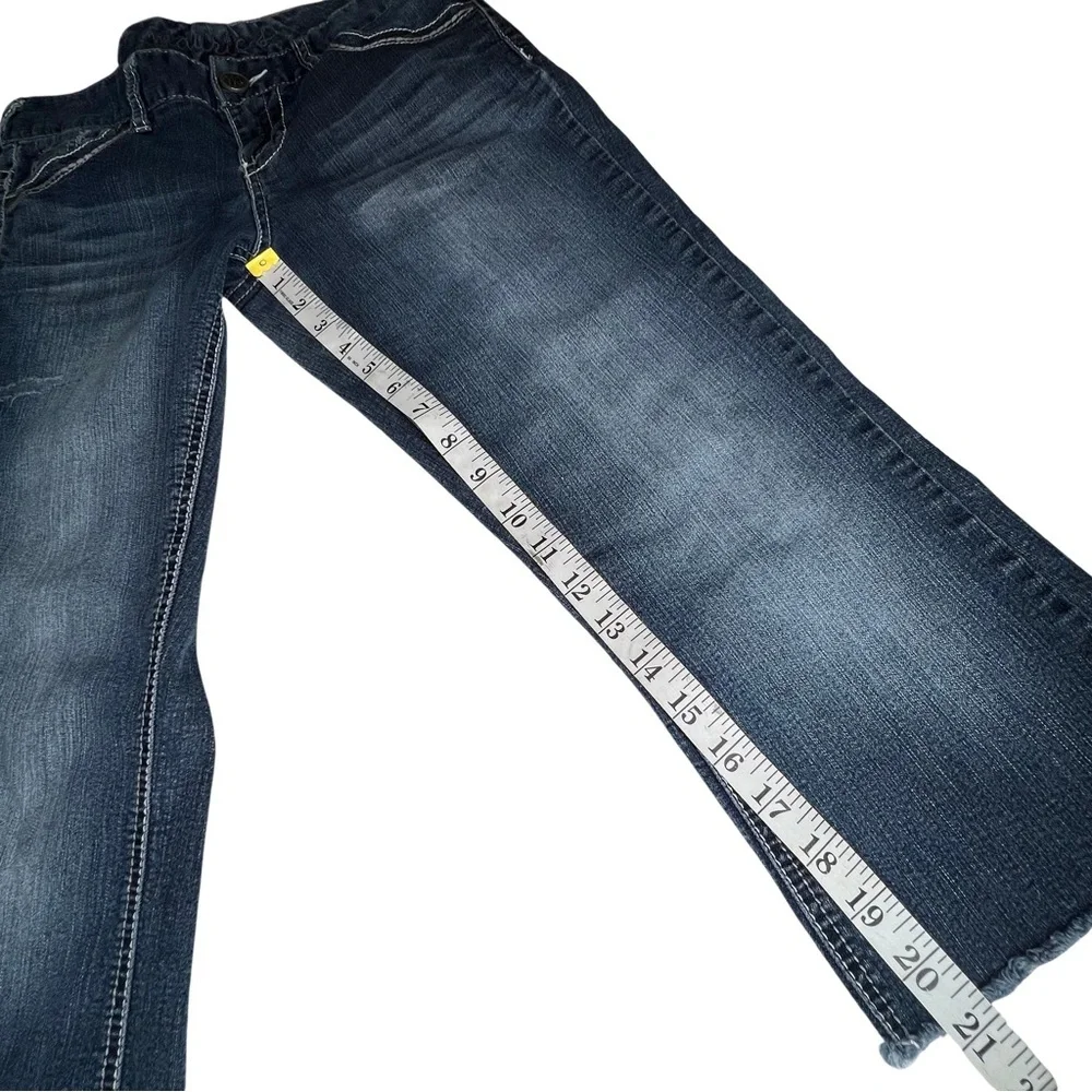 Maurices Jeans Straight Distressed Cropped Raw Hem Blue 3 4 Regular